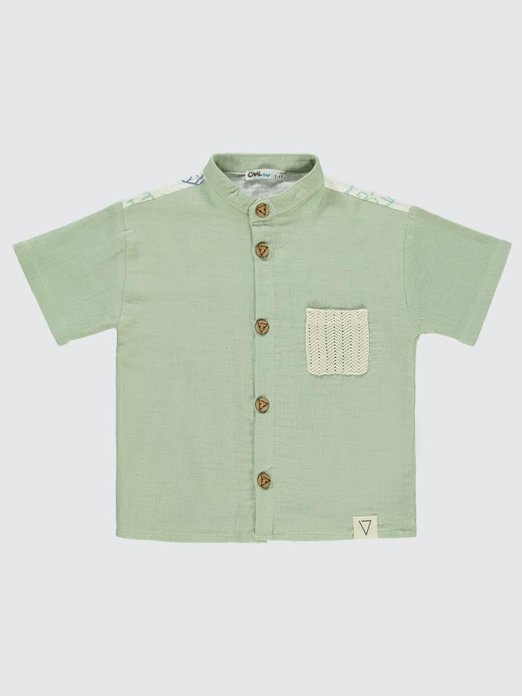 Civil Boys Omuz Baskılı Cepli 2-5 Yaş Gömlek - Yeşil