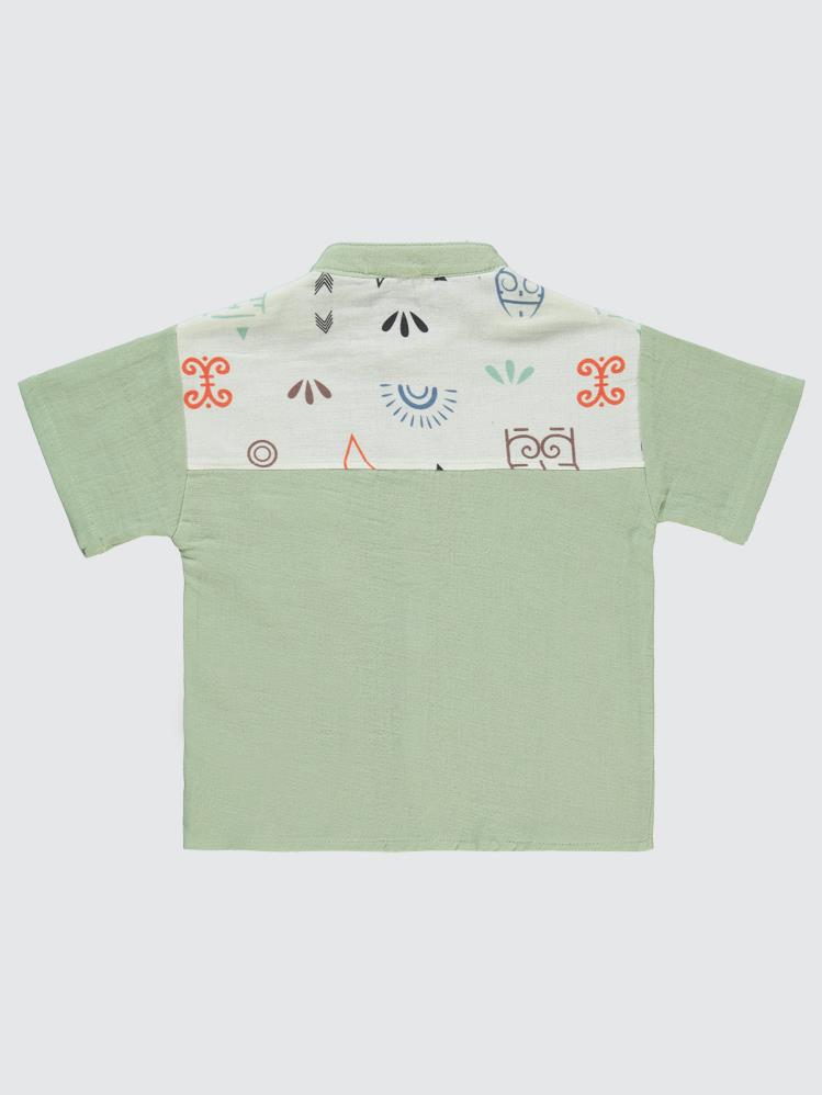 Civil Boys Omuz Baskılı Cepli 2-5 Yaş Gömlek - Yeşil