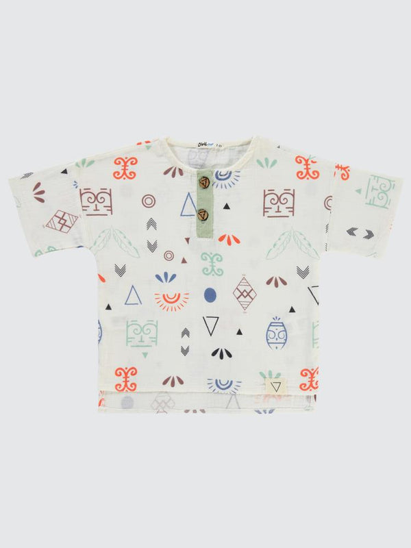 Civil Boys Etnik Desenli Yaka Düğmeli 2-5 Yaş Gömlek - Yeşil