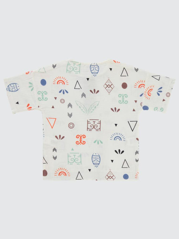 Civil Boys Etnik Desenli Yaka Düğmeli 2-5 Yaş Gömlek - Yeşil