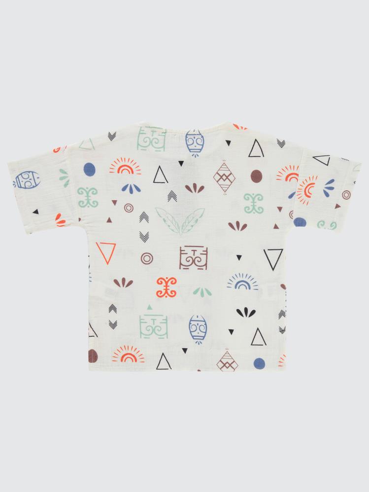 Civil Boys Etnik Desenli Yaka Düğmeli 2-5 Yaş Gömlek - Yeşil