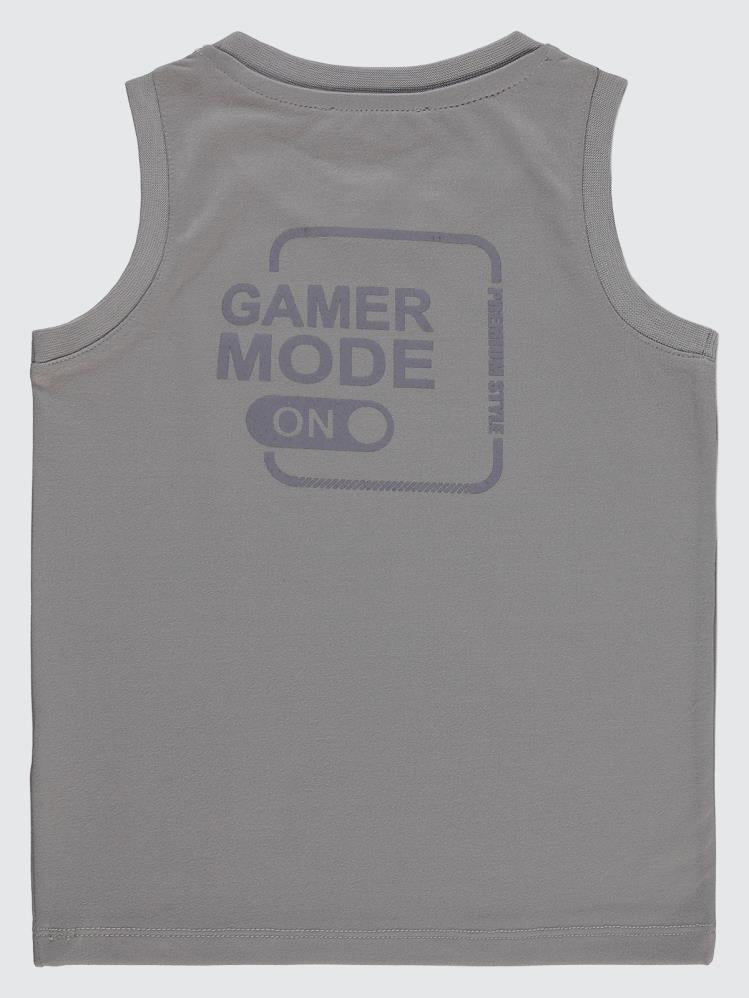 Civil Boys Gamer Mode Reflektör Baskılı Sıfır Kol 2-5 Yaş Tişört - Gri