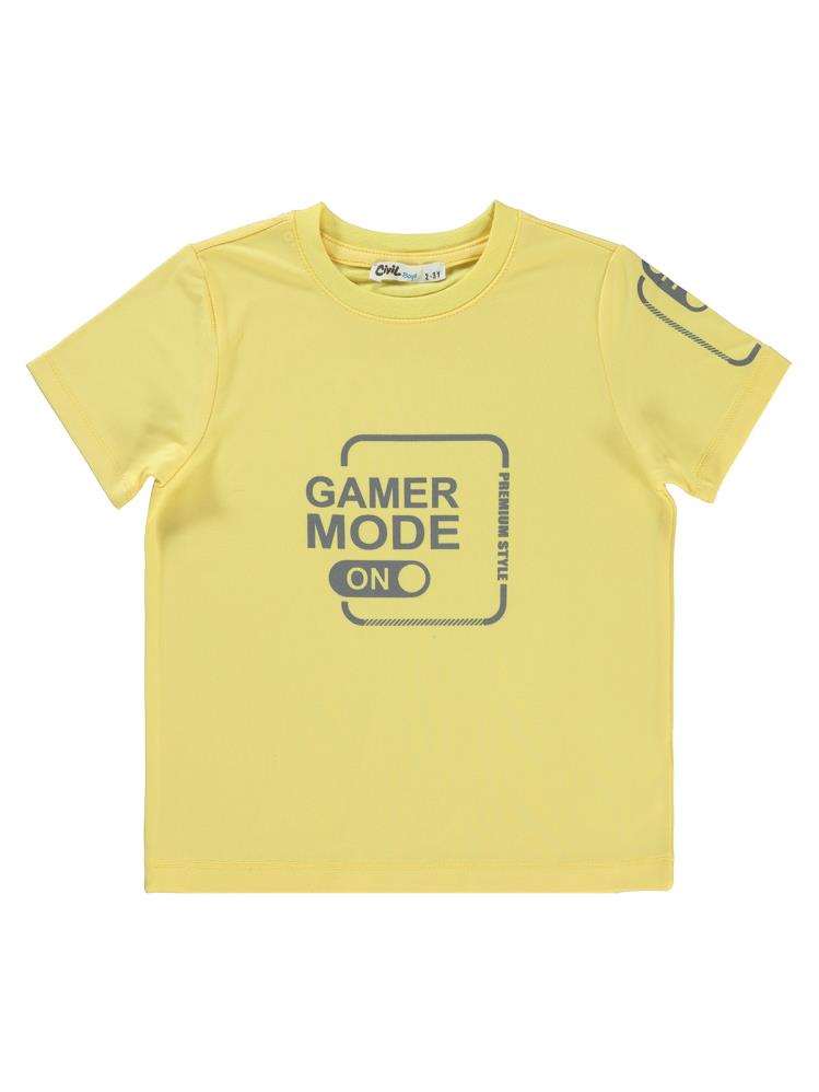 Civil Boys Gamer Mode Reflektör Baskılı 2-5 Yaş Tişört - Sarı