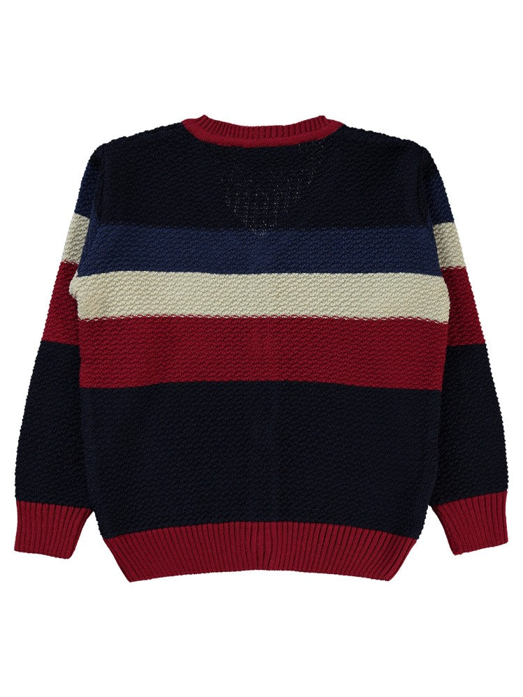 Montella Parça Desenli Düğmeli 1-5 Yaş Hırka - Bordo