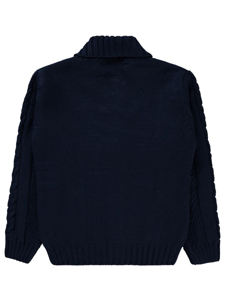 Montella Zincir Örgülü Düğmeli 6-10 Yaş Hırka - Lacivert