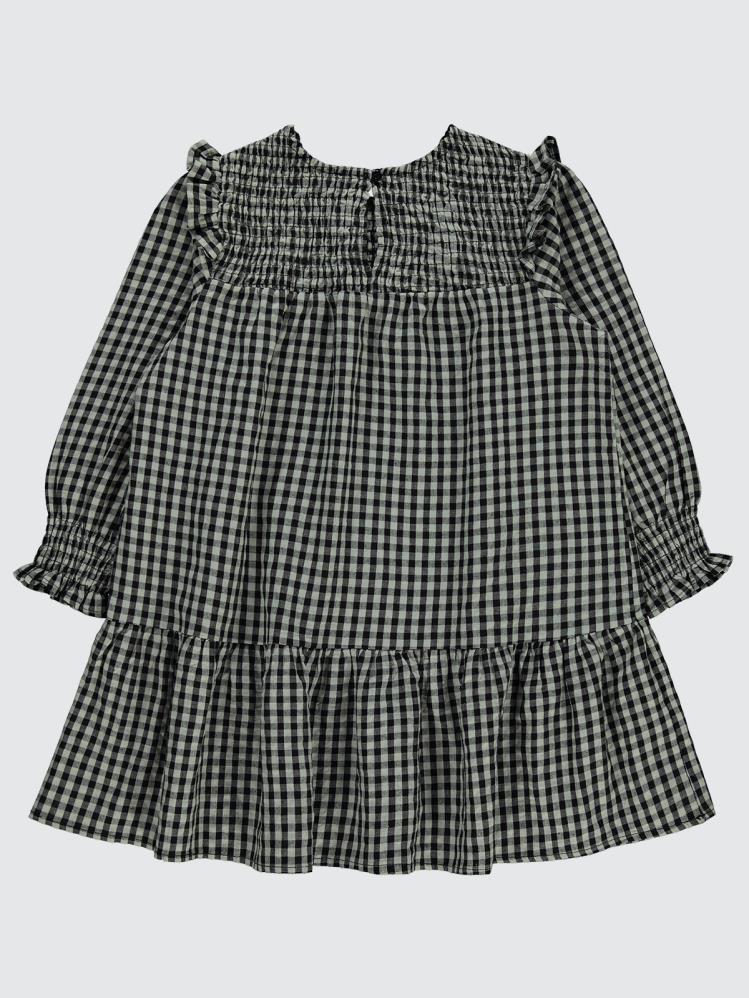 Civil Girls Ekose Desenli 10-13 Yaş Elbise - Gri