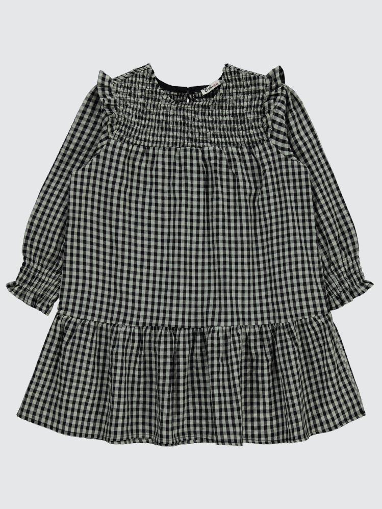 Civil Girls Ekose Desenli 6-9 Yaş Elbise - Gri