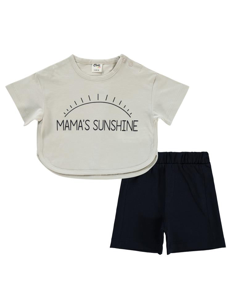 Civil Baby Mama's Sunshine Baskılı 6-18 Ay Takım - Gri