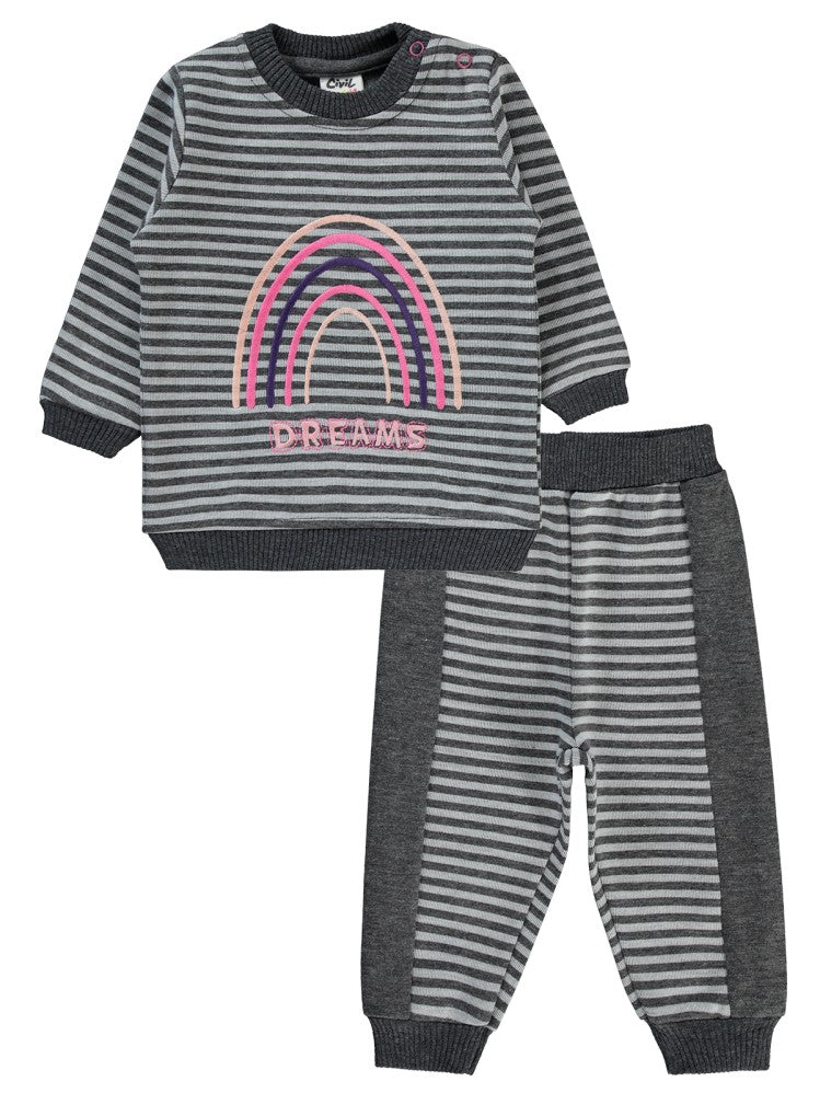 Civil Baby Gökkuşağı Baskılı 6-18 Ay Takım - Gri