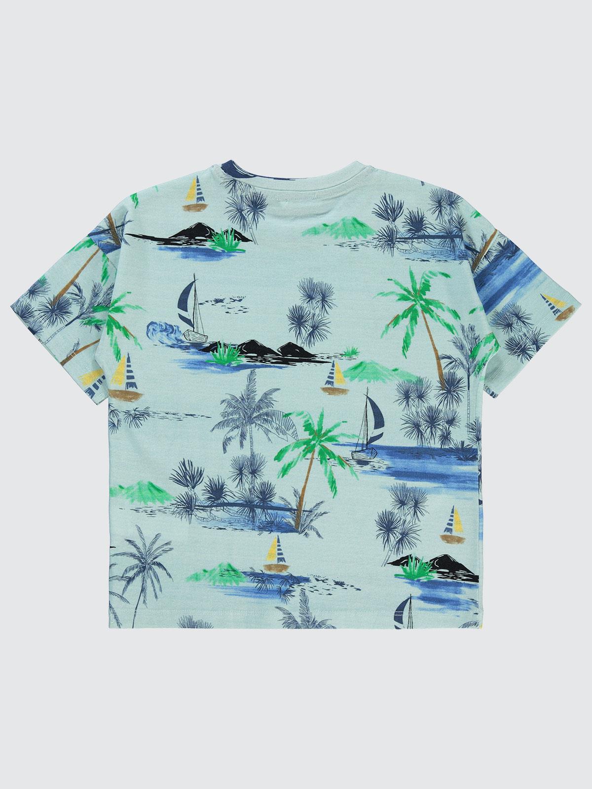 Civil Boys Yelkenli Baskılı 10-13 Yaş Tişört - Yeşil