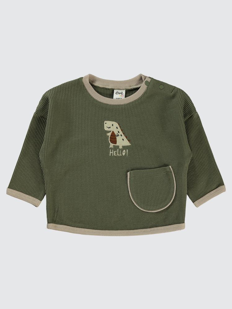 Civil Baby Hello Dinazor 6-18 Ay Sweatshirt - Haki