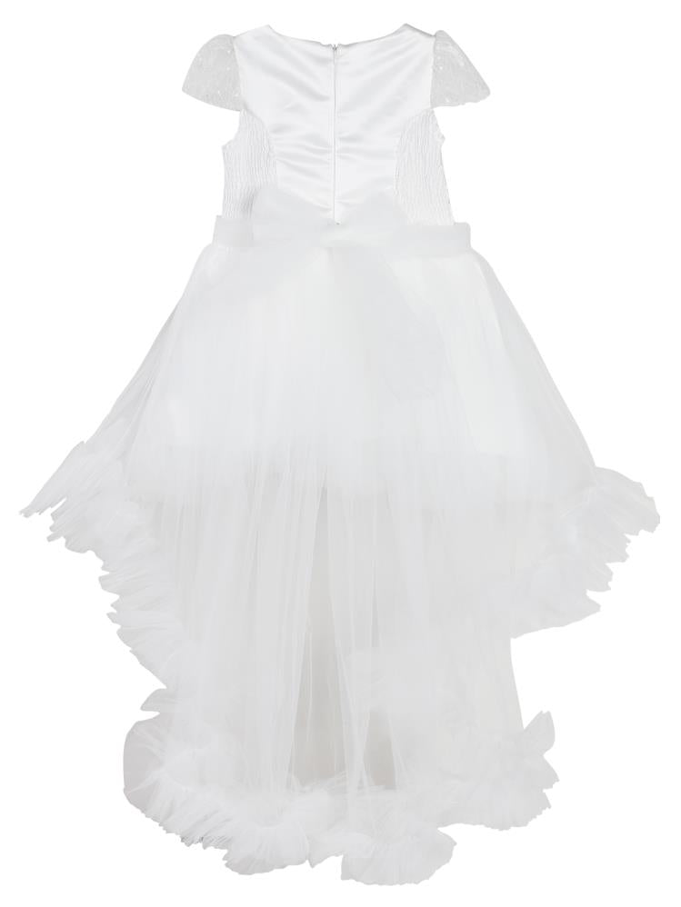 Civil Girls Robası Tüylü Kuyruklu 6-14 Yaş Abiye - Beyaz