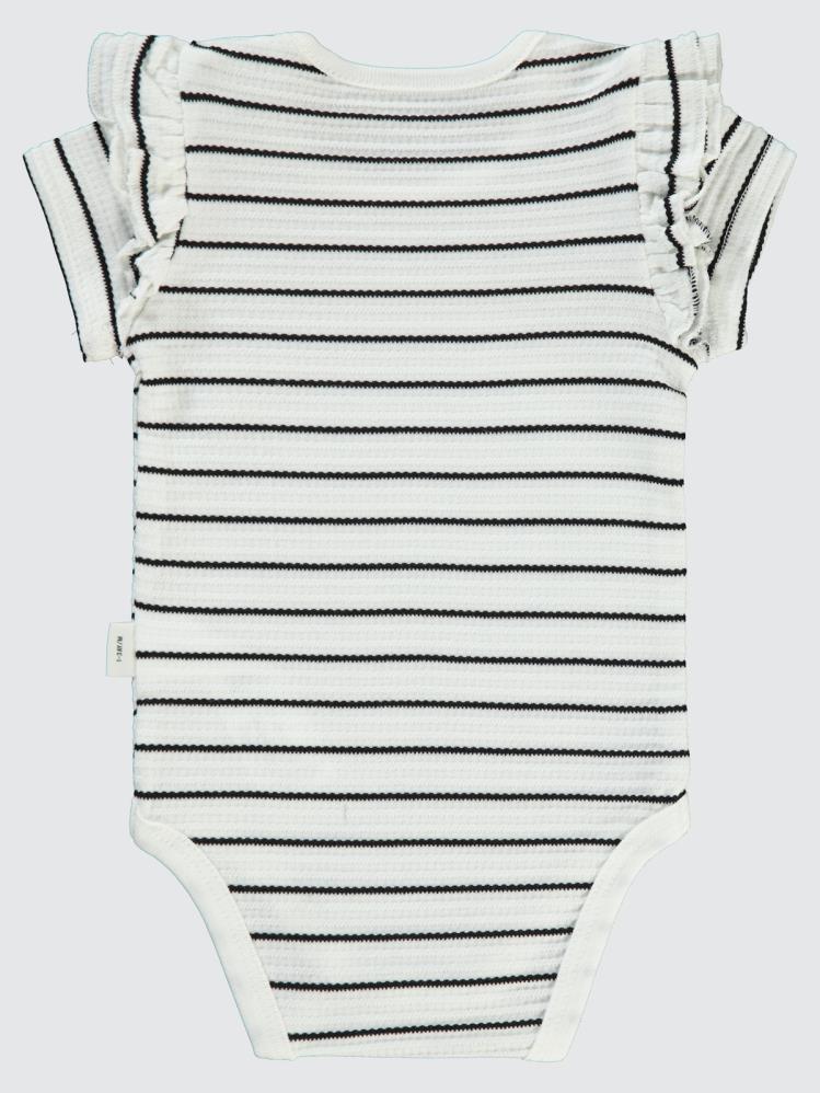 Civil Baby Çizgili Jakarlı 1-18 Ay Çıtçıtlı Badi - Ekru