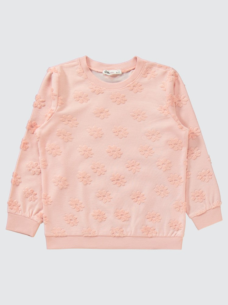 Civil Girls Çiçek Jakarlı 6-9 Yaş Pijama Takımı - Pudra