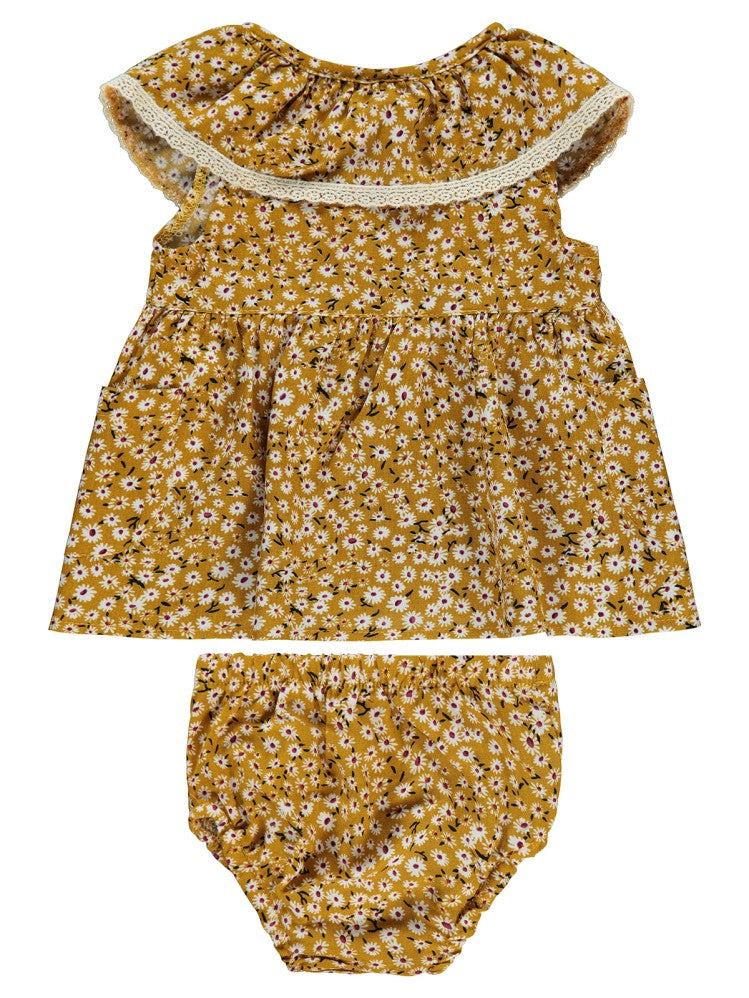 Civil Baby Çiçek Empirmeli 6-18 Ay Elbise - Hardal