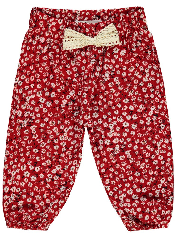 Civil Baby Çiçek Empirmeli 6-18 Ay Pantolon - Kırmızı