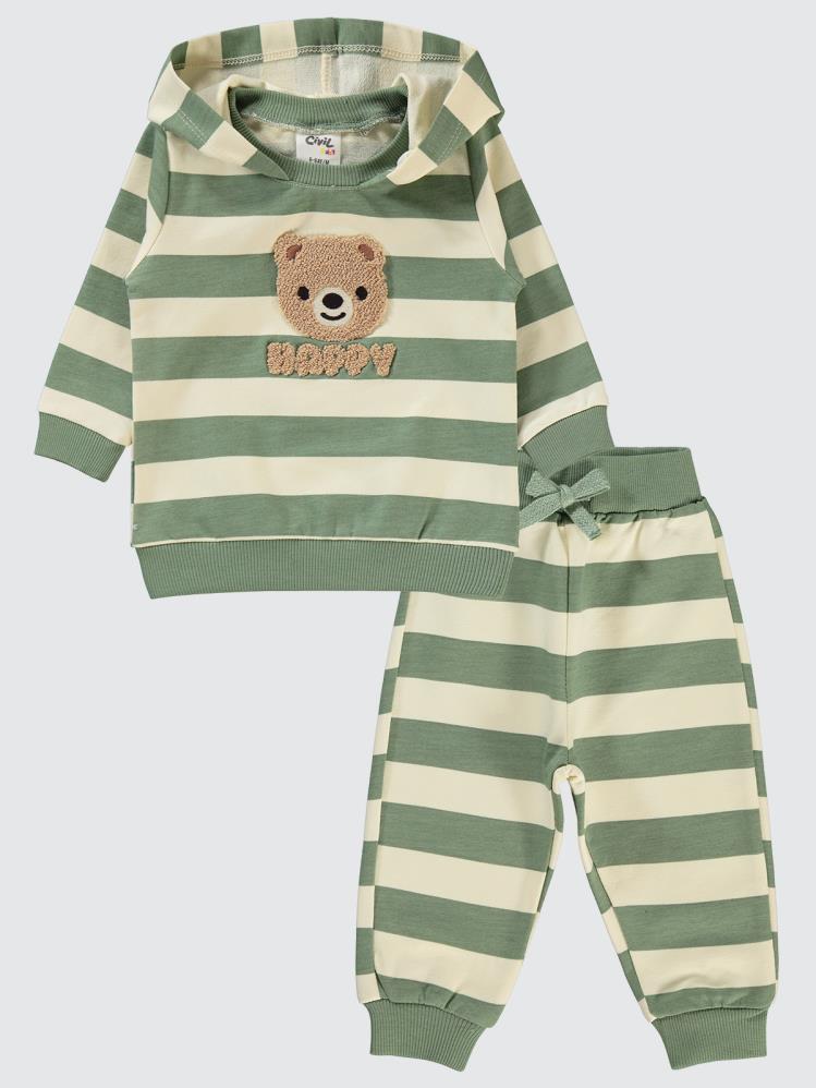 Civil Baby Çizgili 6-18 Ay Takım - Haki