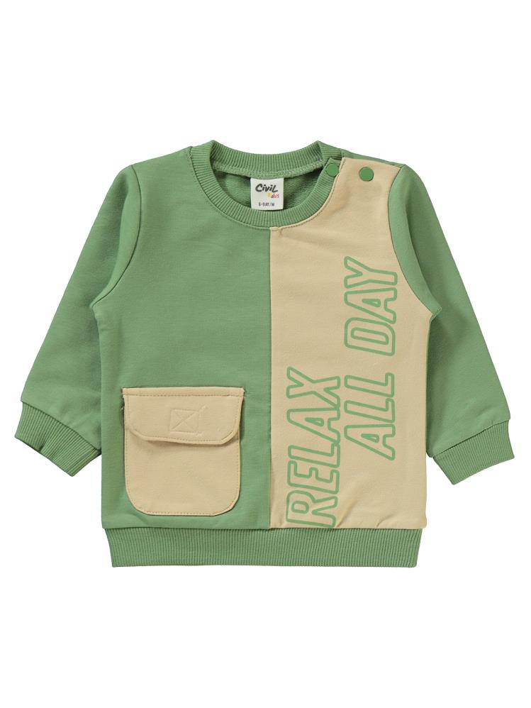 Civil Baby Yazı Baskılı 6-18 Ay Takım - Haki