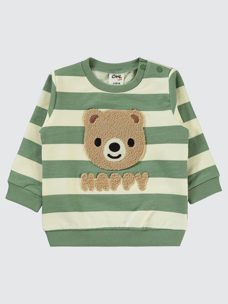 Civil Baby Çizgili 6-18 Ay Sweatshirt - Haki