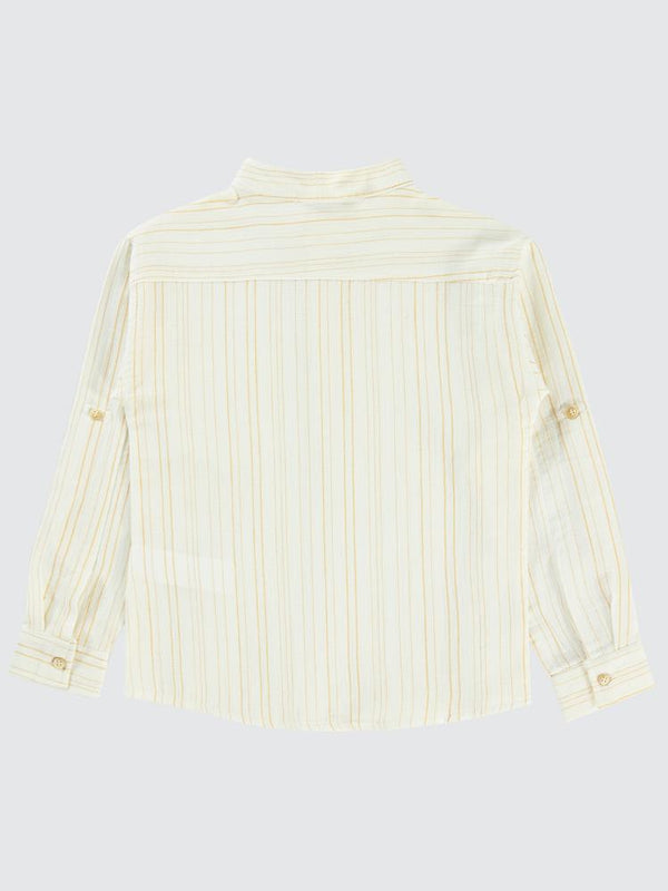 Civil Boys Çizgili Yarım Patlı 10-13 Yaş Gömlek - Hardal