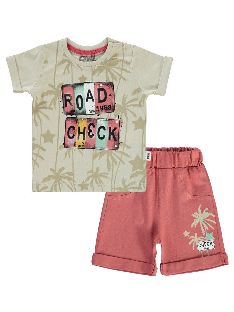 Civil Baby Check Şortlu 6-18 Ay Takım - Gri