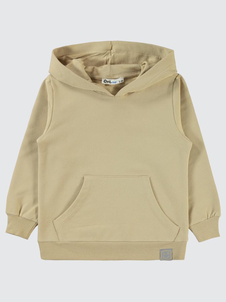 Civil Boys Qr Kod Etiketli Kapşonlu 2-5 Yaş Sweatshirt - Bej