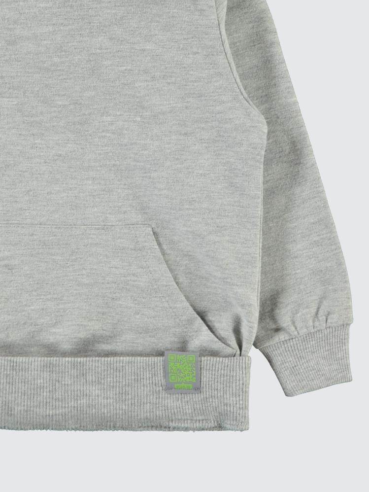 Civil Boys Qr Kod Etiketli Kapşonlu 2-5 Yaş Sweatshirt - Gri