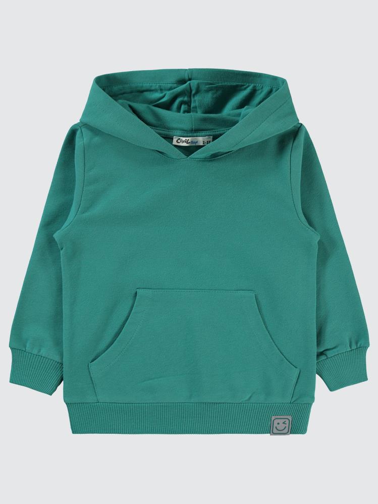 Civil Boys Qr Kod Etiketli Kapşonlu 2-5 Yaş Sweatshirt - Yeşil