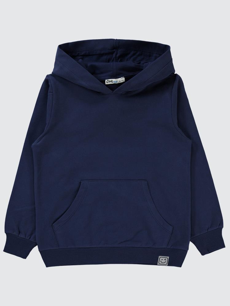 Civil Boys Qr Kod Etiketli Kapşonlu 6-9 Yaş Sweatshirt - Lacivert