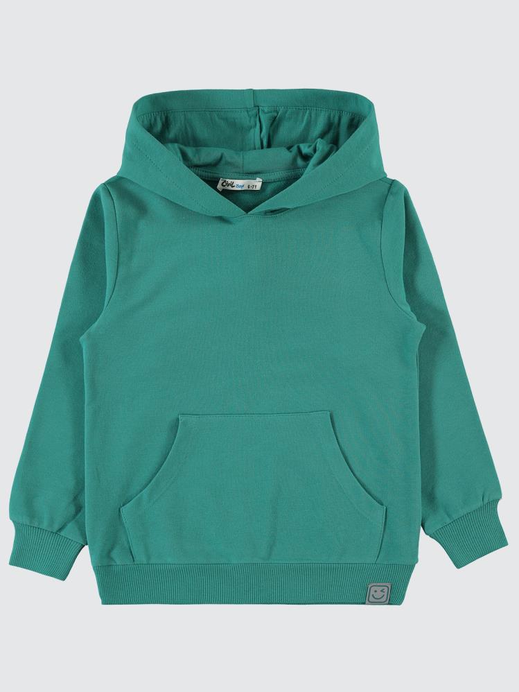 Civil Boys Qr Kod Etiketli Kapşonlu 6-9 Yaş Sweatshirt - Yeşil