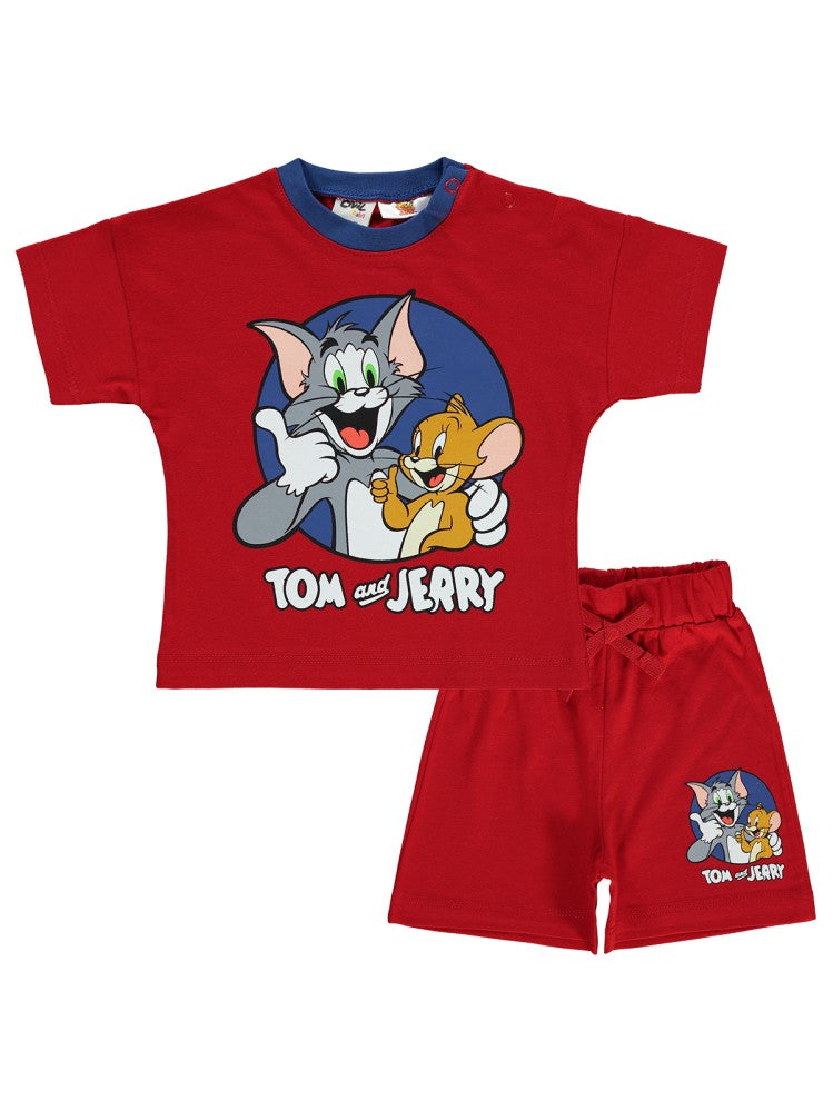 Tom and Jerry Baskılı 6-18 Ay Takım - Kırmızı