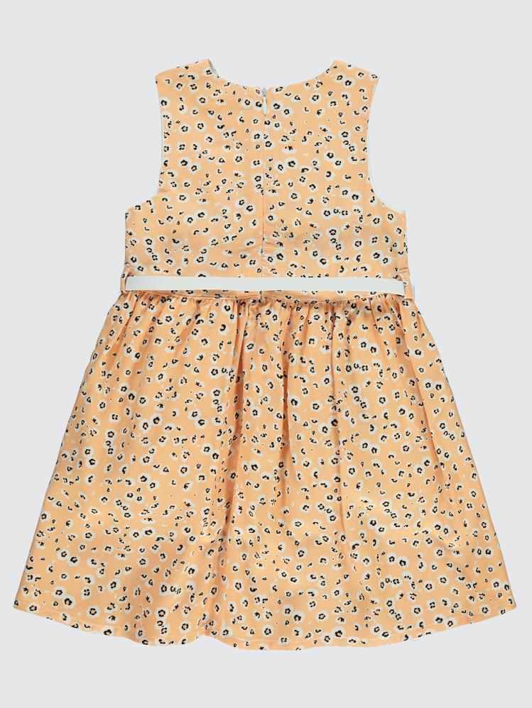 Civil Girls Leopar Desenli 2-5 Yaş Elbise - Pudra