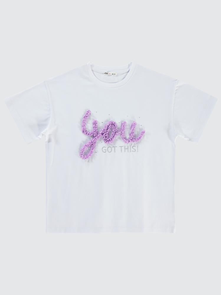 Civil Girls You Lase Nakışlı 10-13 Yaş Tişört - Beyaz