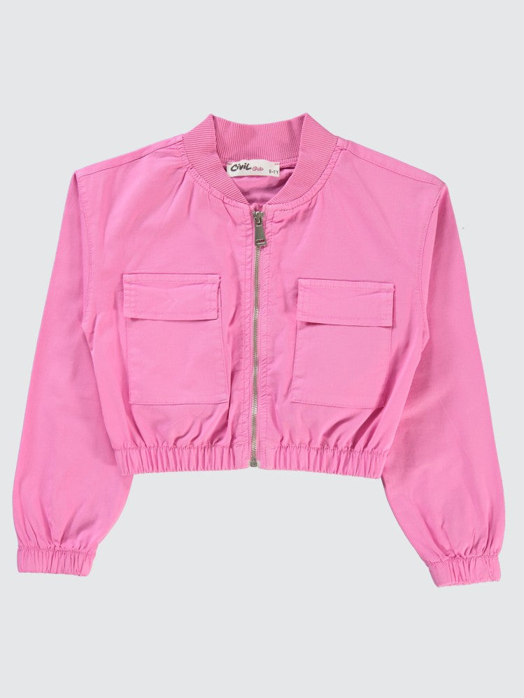 Civil Girls Crop 6-9 Yaş Ceket - Pembe