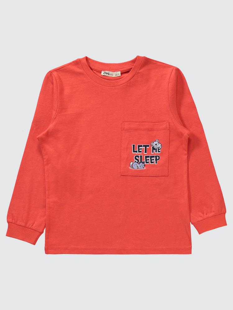 Civil Girls Harfler Baskılı Cepli 6-9 Yaş Pijama Takımı - Kırmızı