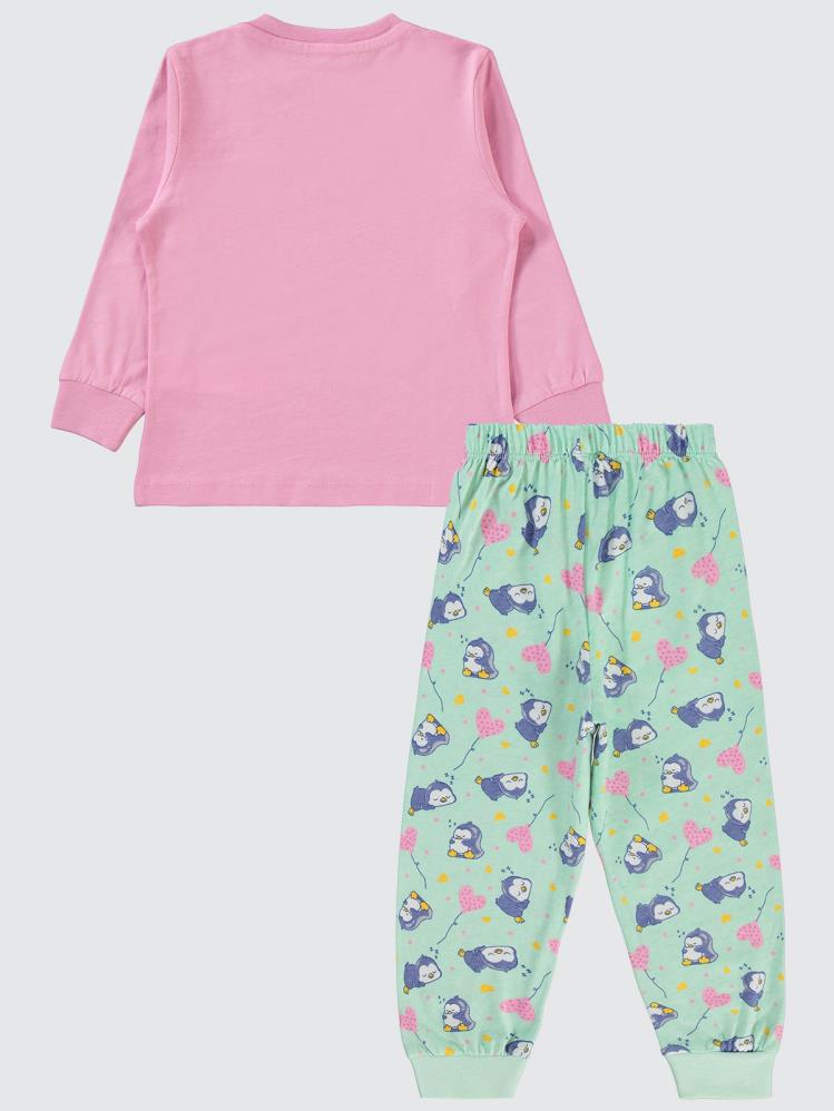 Civil Girls Penguen Baskılı 2-5 Yaş Pijama Takımı - Pembe