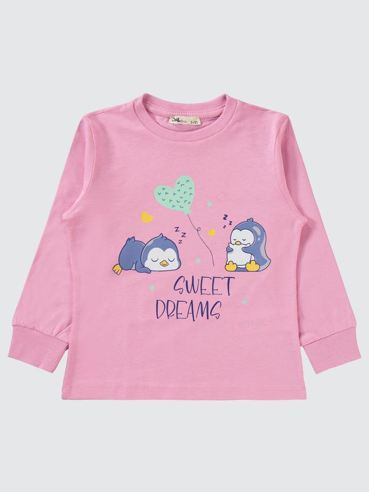 Civil Girls Penguen Baskılı 2-5 Yaş Pijama Takımı - Pembe