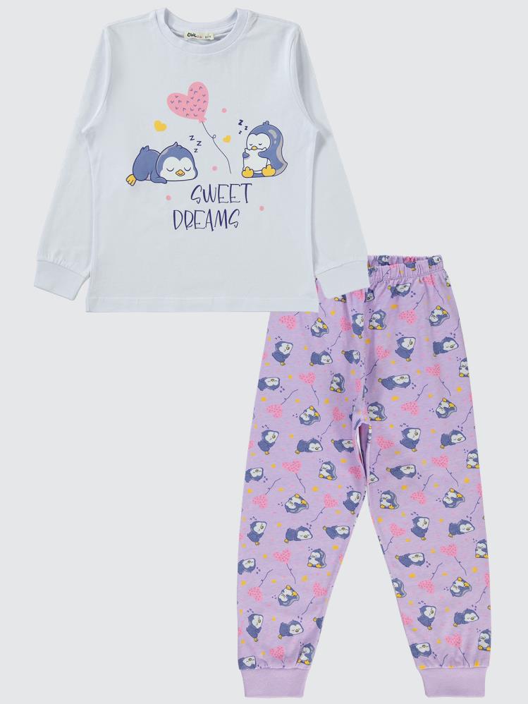 Civil Girls Penguen Baskılı 10-13 Yaş Pijama Takımı - Beyaz