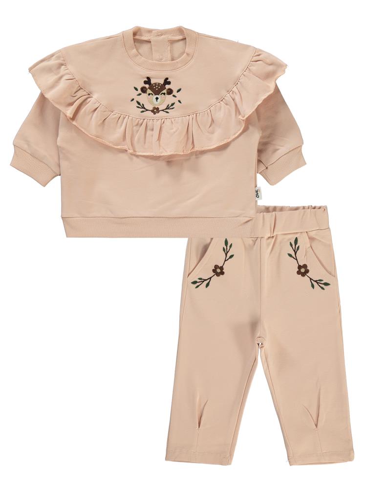Civil Baby Nakışlı 6-18 Ay Takım - Bej
