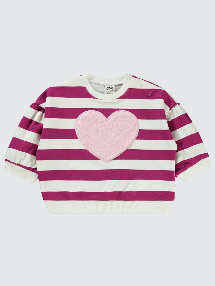 Civil Baby Kalp Nakışlı 6-18 Ay Sweatshirt - Lila