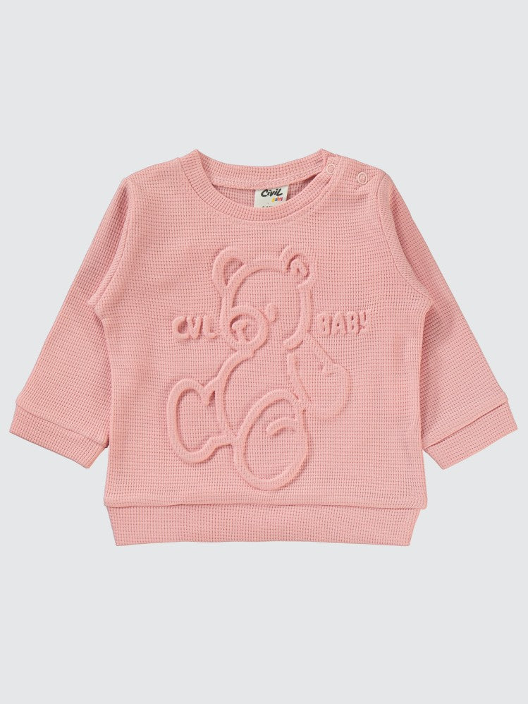 Civil Baby Ayıcık Baskılı 6-18 Ay Takım - Pudra