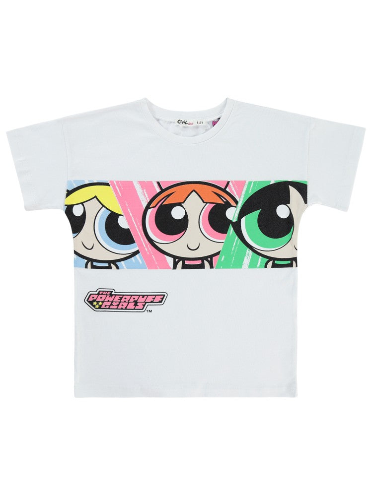 Powerpuff Girls 6-9 Yaş Tişört - Beyaz