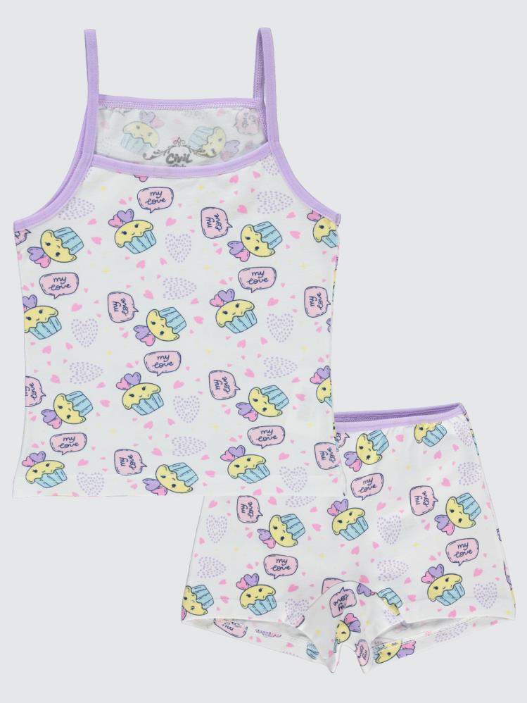 Civil Girls Sweet Empirme Desen 2-10 Yaş İç Çamaşır Takım