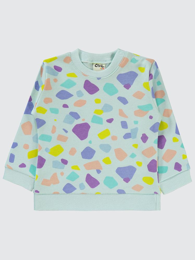 Civil Baby Renkli Parçalar Empirme 6-18 Ay Sweatshirt - Yeşil