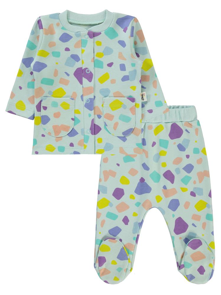 Civil Baby Renkli Parçalar Empirme 1-6 Ay Pijama Takımı - Yeşil
