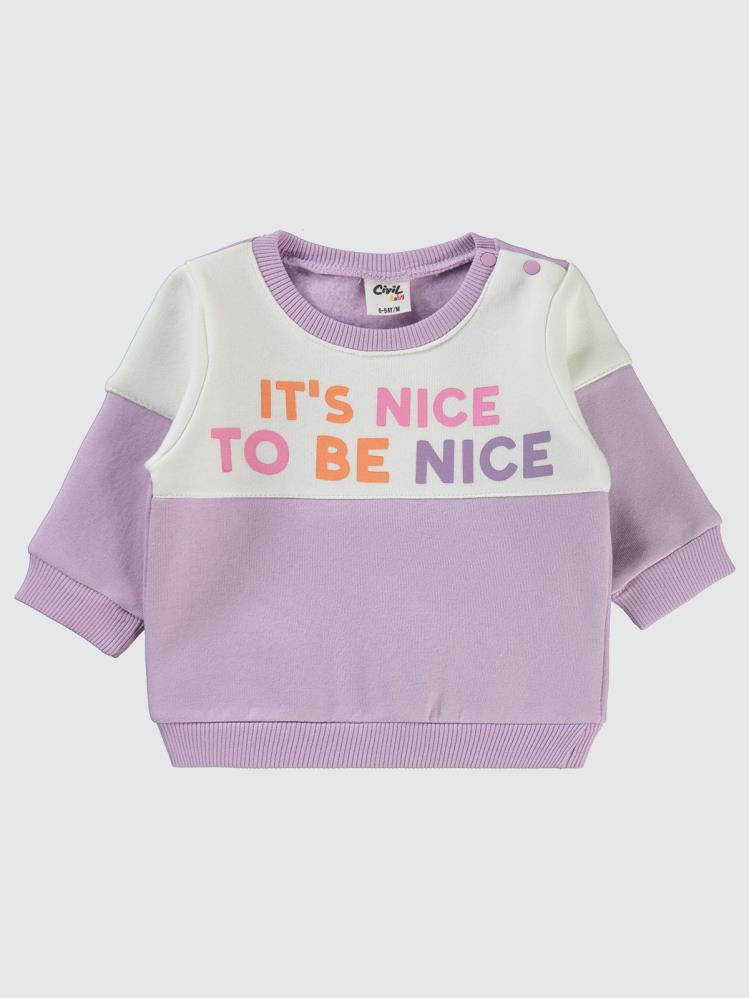 Civil Baby Yazı Baskılı 6-18 Ay Sweatshirt - Lila
