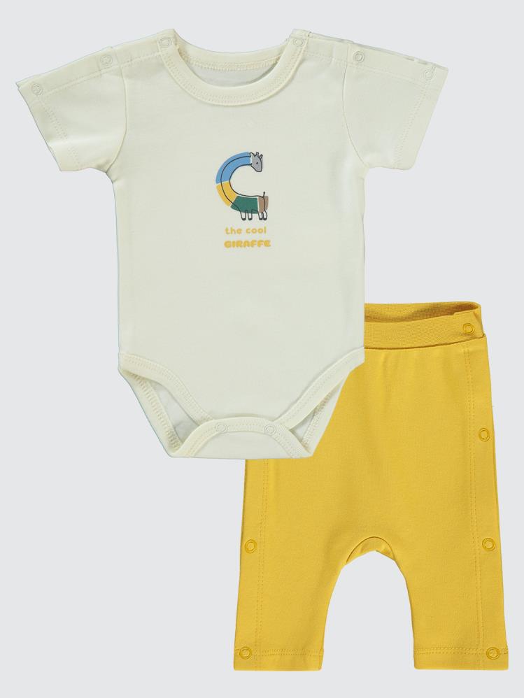 Civil Baby Zürafa Baskılı Prematüre Takım - Sarı