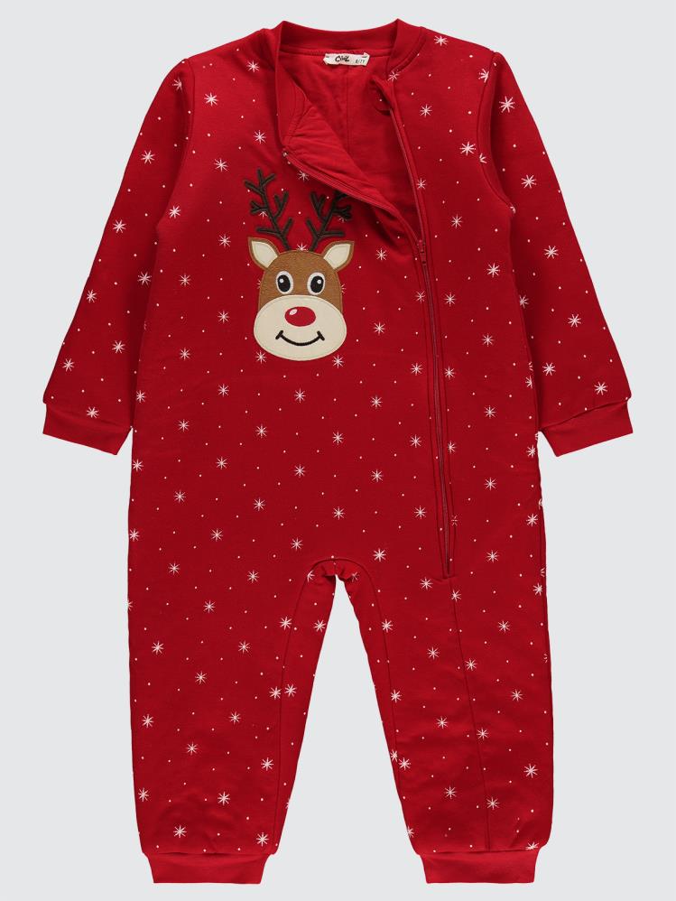 Civil Unisex Noktalı Yıldız Empirme 6-9 Yaş Uyku Tulumu - Kırmızı