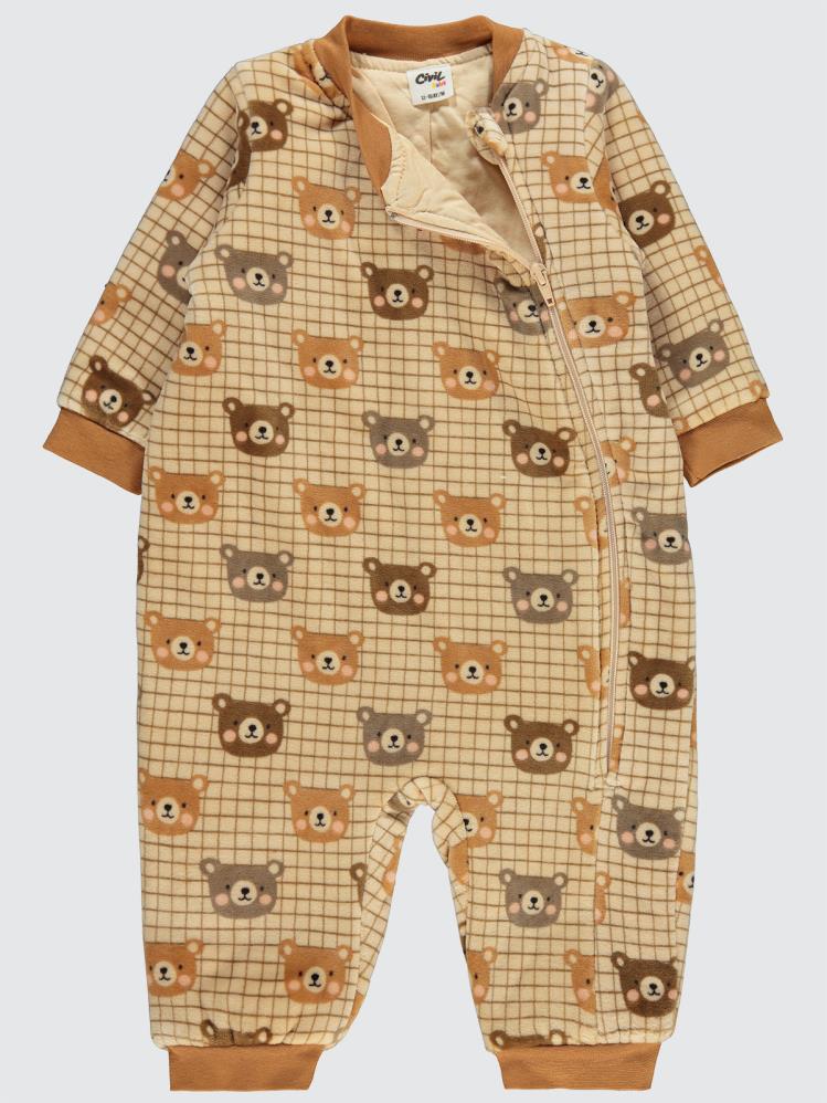 Civil Baby Kareli Ayıcık Empirme 12-18 Ay Uyku Tulumu - Kahverengi