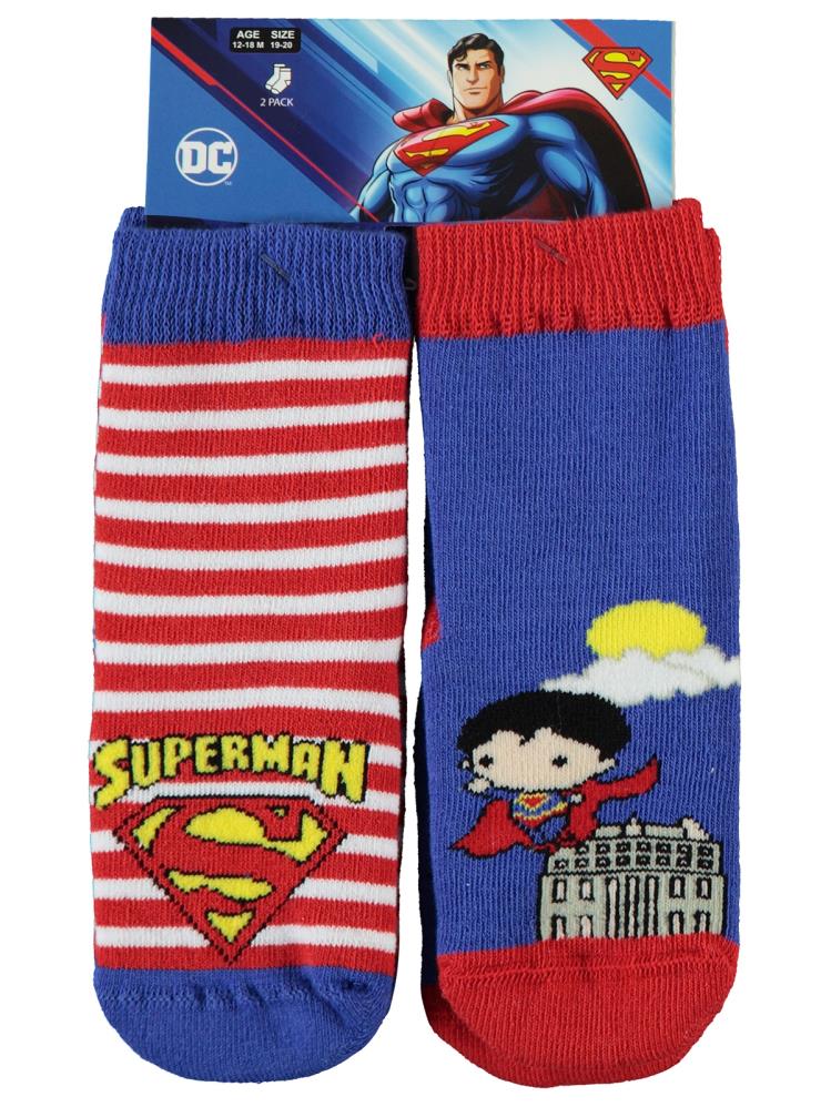 Süperman Erkek Bebek 2'li Havlu Çorap 6-12 Ay